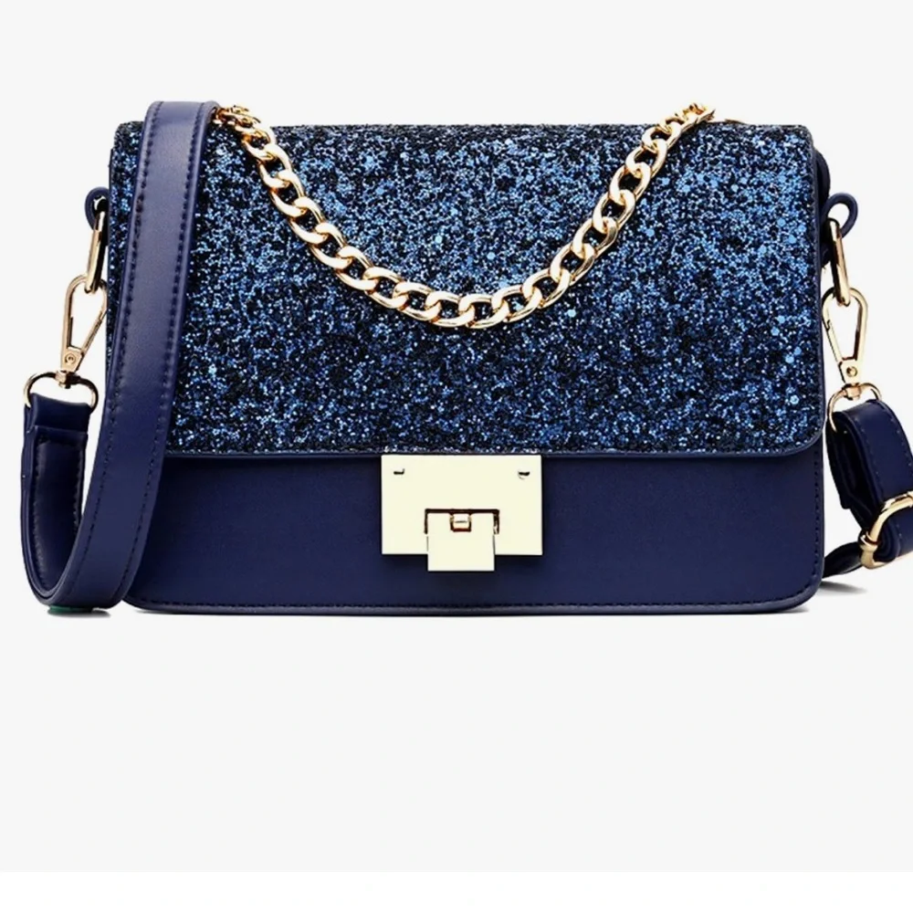 SABARRY Shoulder Bag Crossbody Bag Glitter Clutch Purse Evening Handbag (Blue)